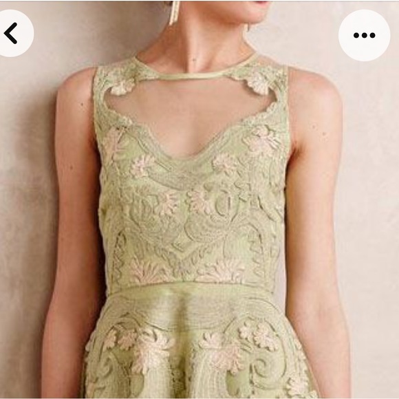 Anthropologie Pankaj Nidhi Dress Embroidery Floral Formal Wedding, green - Picture 5 of 14